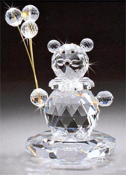 Crystal Bear With Balloons/Stand